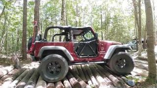 Proving Grounds: Built Jeep JK  Wrangler & XJ Cherokee get cozy with trees when crawling Mt Flexmore